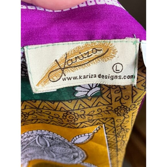 Retro Floral Wrap Midi Skirt L Pink Colorful Boho Hippie Indie Folk Patchwork - Picture 8 of 11